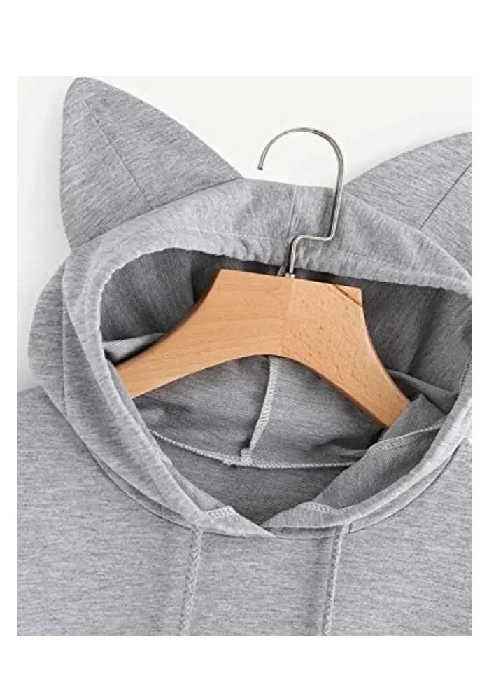 Women Girl Hoodies Cute Cat Ear Novelty Printed