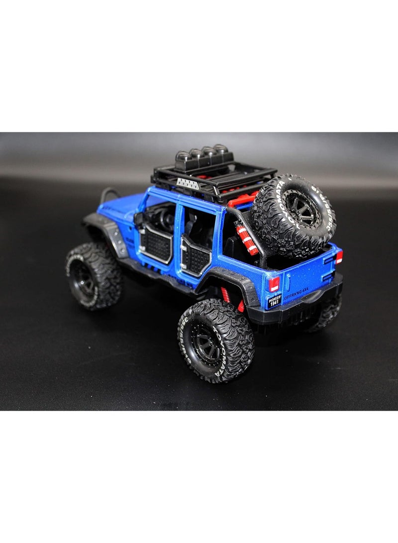 1:24 Scale Diecast Vehicle - Jeep Off-Road Kings Jeep Wrangler Unlimited with Variable ColorS Option (BLUE)