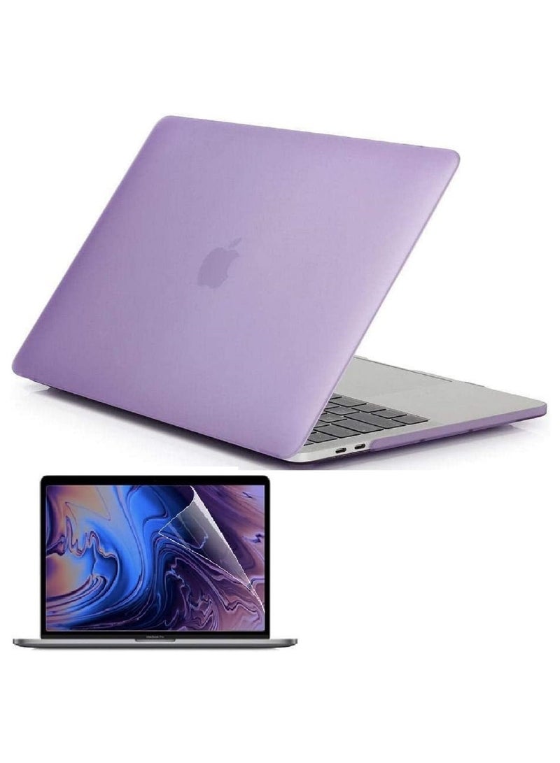 Hard Shell Case Cover with Screen Protector Compatible for MacBook New Air 13-Inch Retina Display and Touch ID Model A2337 M1/A2179/A1932 Release in 2020/2019/2018 Purple