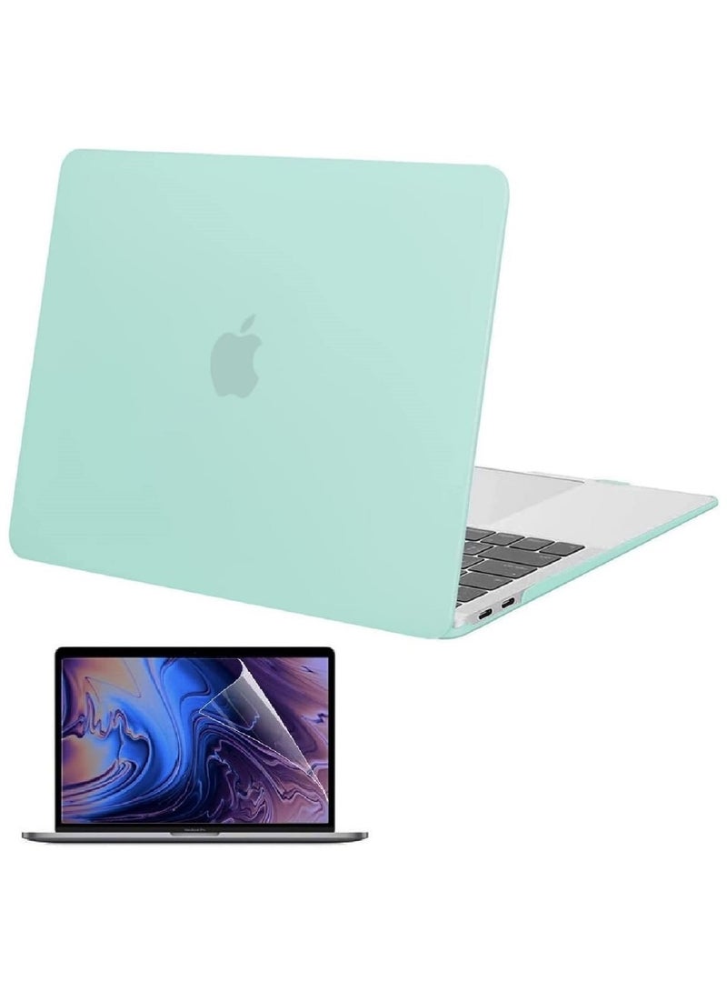 Hard Shell Case Cover with Screen Protector Compatible for MacBook New Air 13-Inch Retina Display and Touch ID Model A2337 M1/A2179/A1932 Release in 2020/2019/2018 Mint Green