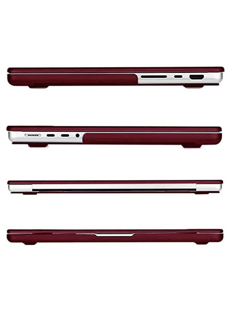 Protective Plastic Hard Shell Case Compatible with MacBook Pro 14-Inch 2021 2022 Release A2442 M1 Pro M1 Max with Liquid Retina XDR Display Touch ID Wine Red