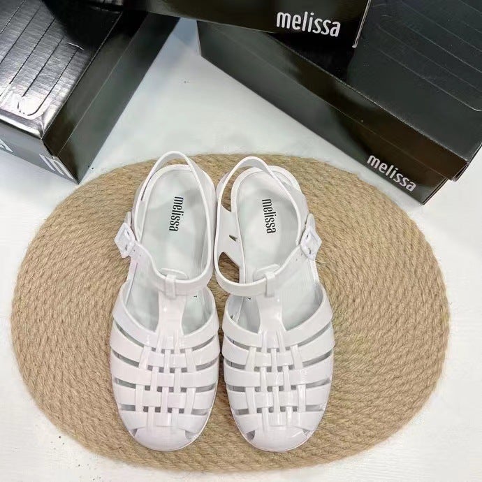 New Melissa Roman Sandals Weave Retro Korean Style SummerWhite White