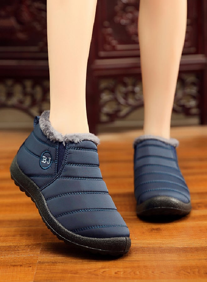 Ankle Boots Slip On Flat Casual Footwear Dark Blue