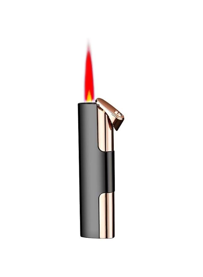 Mini Lighter Windproof Torch Lighters Jet Red Flame Butane Lighter Pocket Creative Lighter Ice Surface Design Gifts for Birthday 's Day Festival Lover (Black)