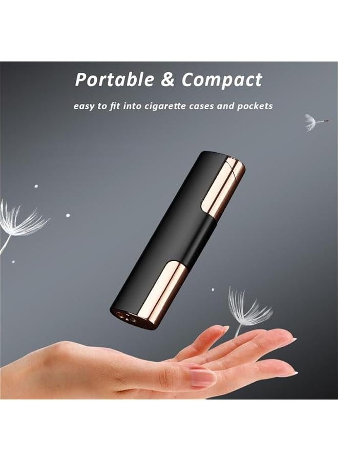 Mini Lighter Windproof Torch Lighters Jet Red Flame Butane Lighter Pocket Creative Lighter Ice Surface Design Gifts for Birthday 's Day Festival Lover (Black)