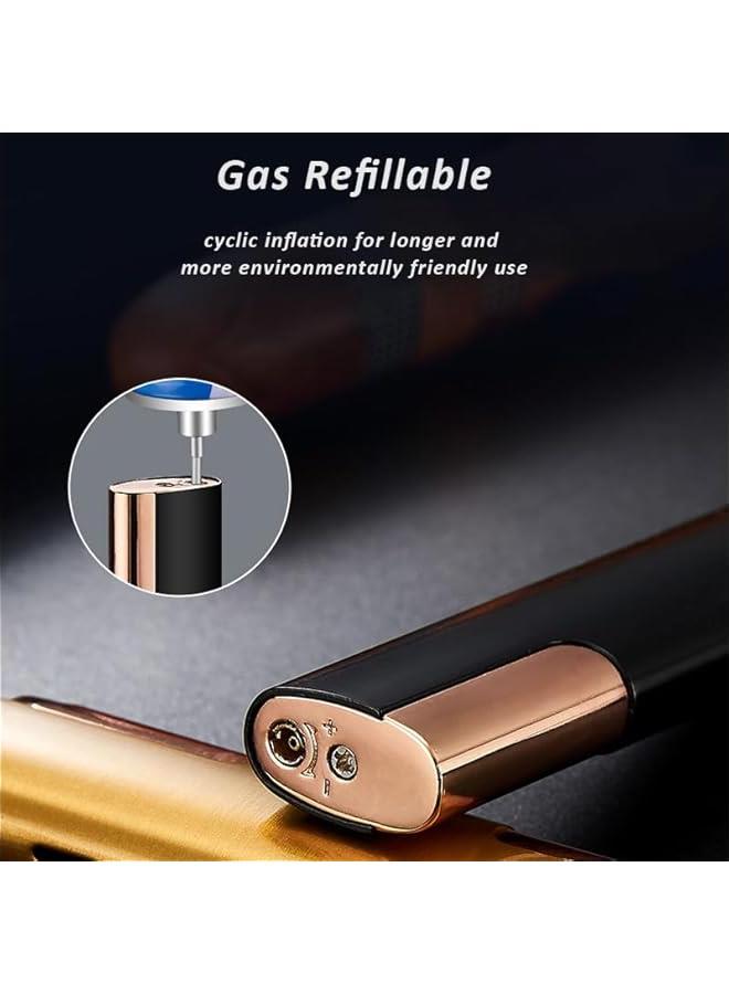 Mini Lighter Windproof Torch Lighters Jet Red Flame Butane Lighter Pocket Creative Lighter Ice Surface Design Gifts for Birthday 's Day Festival Lover (Black)