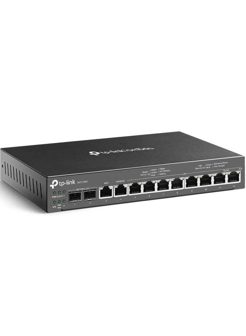 TP-Link ER7212PC | Omada Router, PoE Switch & Controller 3-in-1 Gigabit VPN Router | Up to 4 WAN | 8 PoE+ LAN Port @ 110W | Fan less | Easy Installation | Load Balance