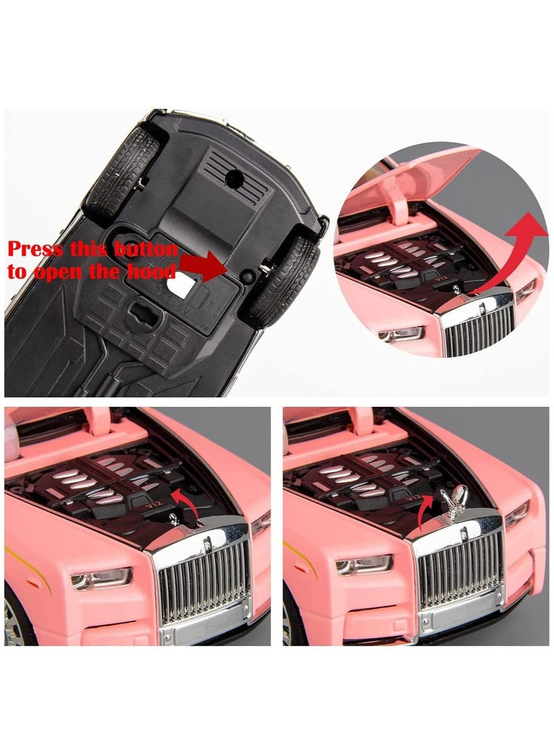 1:32 Rolls-Royce Phantom Diecast Toy Car - Pink SUV Model with Sound & Light, 6 Open Doors | Premium Rolls Royce Toy for Kids Boys & Girls | Collectible Gift for Children