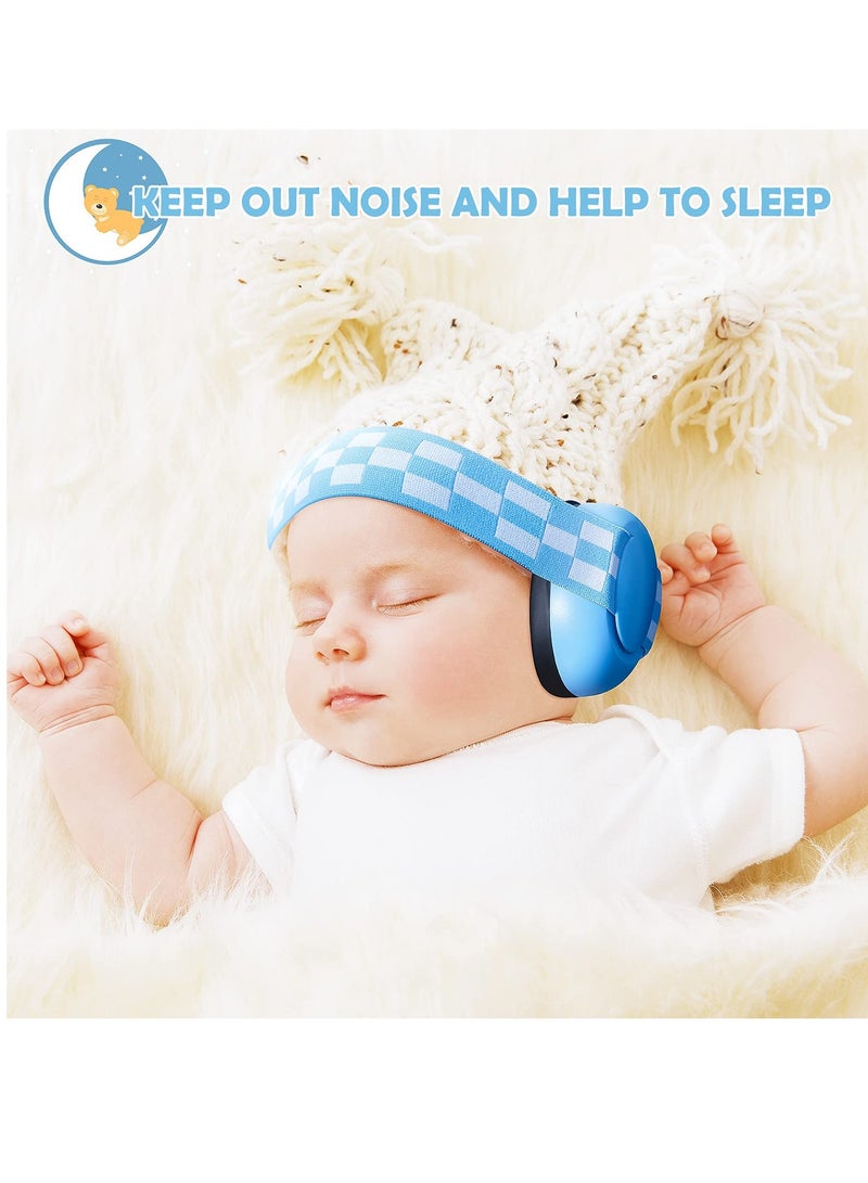 Adjustable Baby Ear Protection Earmuffs - Suitable for 2-24 Months Noise Reduction Earphones with Cloth Bag for Newborns Blue