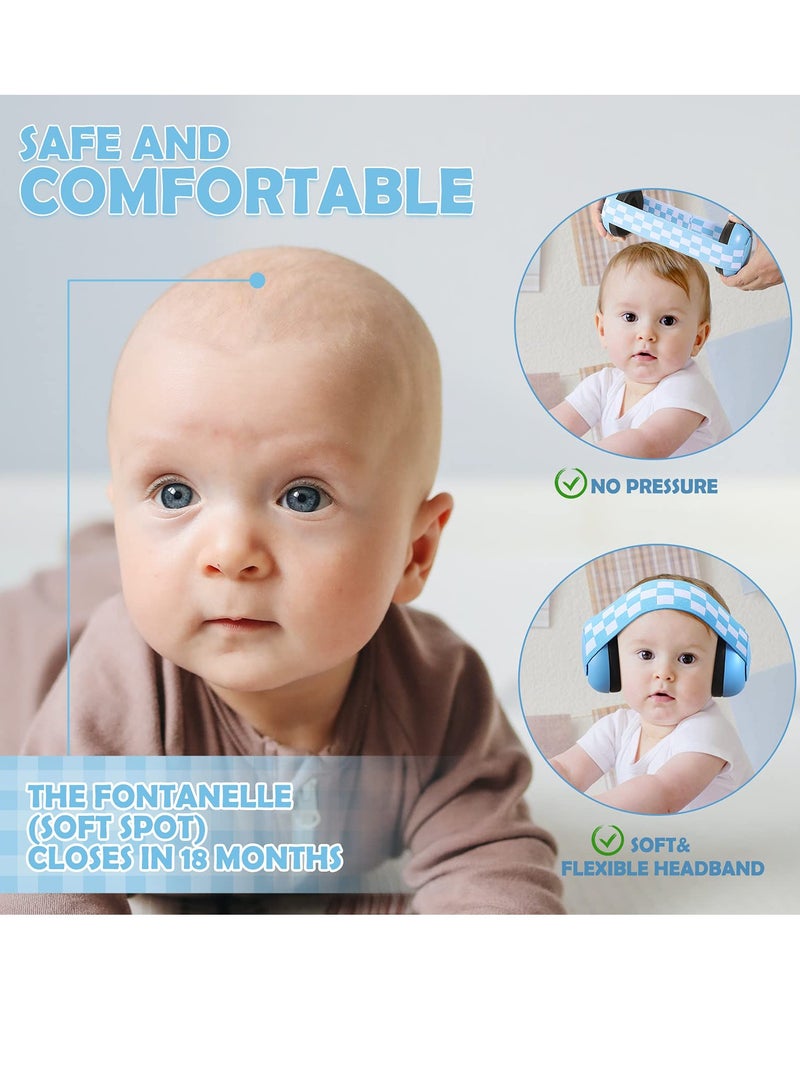 Adjustable Baby Ear Protection Earmuffs - Suitable for 2-24 Months Noise Reduction Earphones with Cloth Bag for Newborns Blue