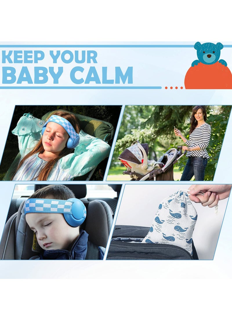 Adjustable Baby Ear Protection Earmuffs - Suitable for 2-24 Months Noise Reduction Earphones with Cloth Bag for Newborns Blue