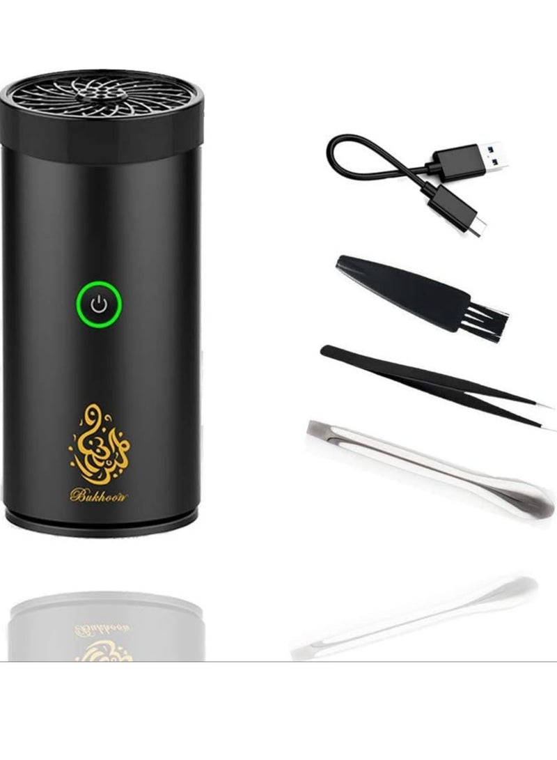 Electric Incense (Bakhoor) Burners Decort for Car, Home,type (c) Usb Rechargeable (black)