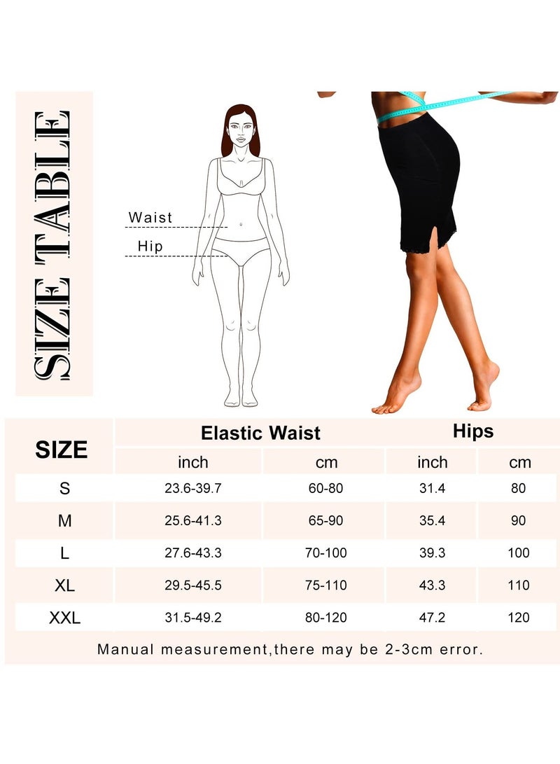 SYOSI 3 Pcs Half Slip for Women Half Slips Underskirt for Women Women's Anti-Static Nylon Half Slip with Short Lace Trim Black White Nude Half Slip Dress Large Large