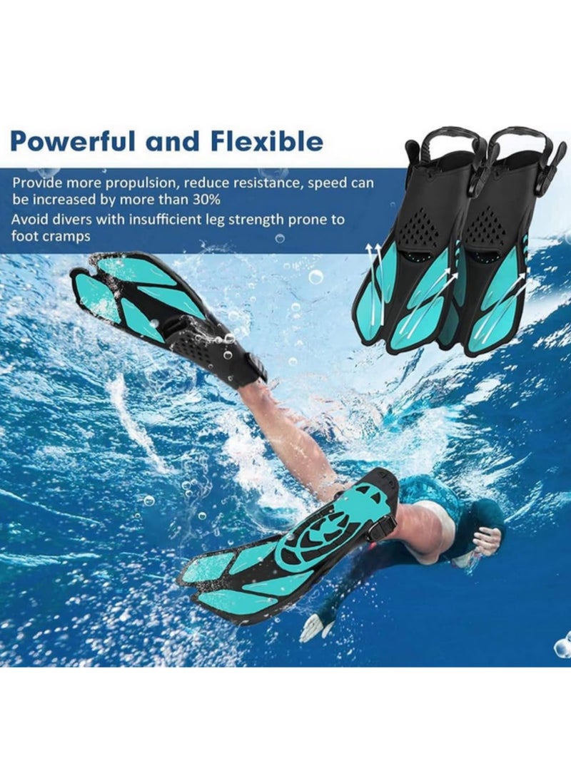 Snorkel Fins Adjustable Buckles Swimming Flippers Short Silicone Scuba Diving Shoes Open Heel Travel Size Adult Men Womens