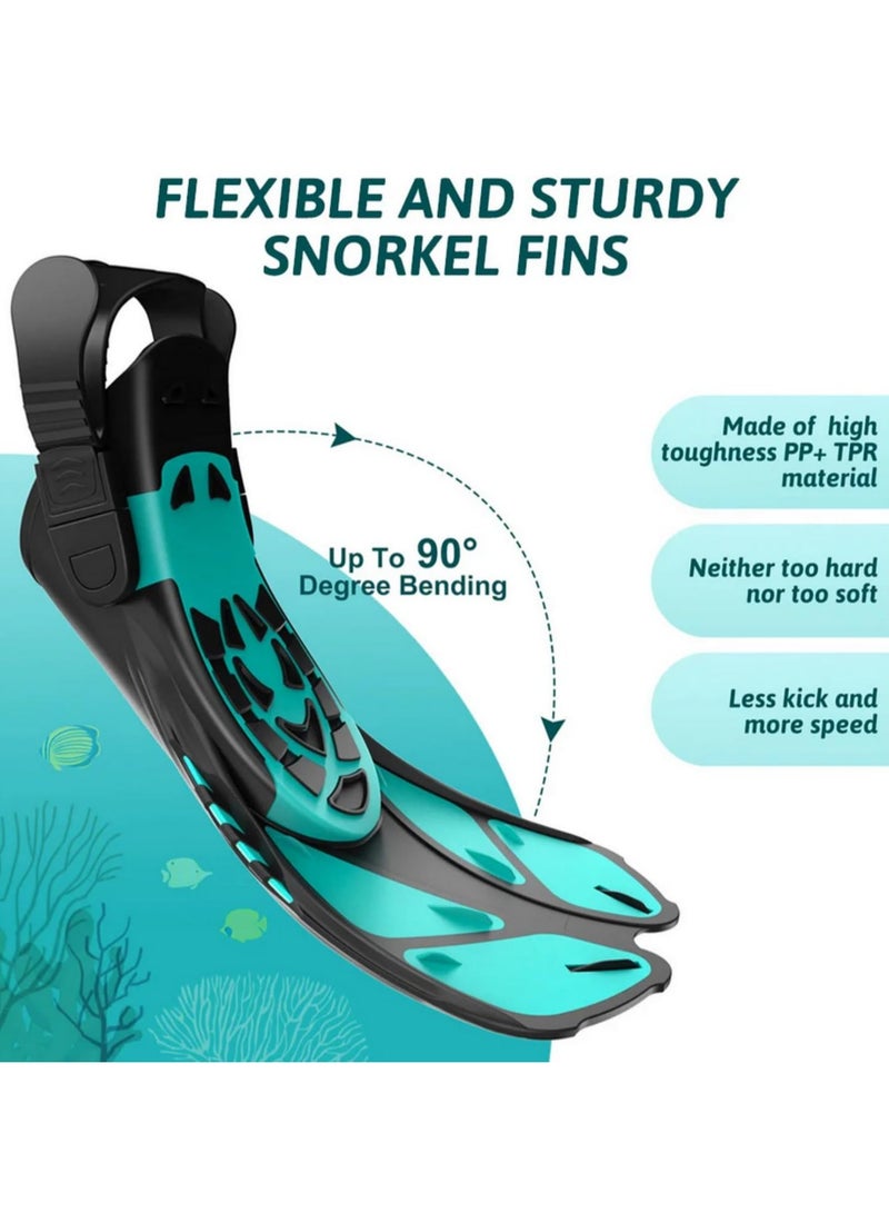 Snorkel Fins Adjustable Buckles Swimming Flippers Short Silicone Scuba Diving Shoes Open Heel Travel Size Adult Men Womens