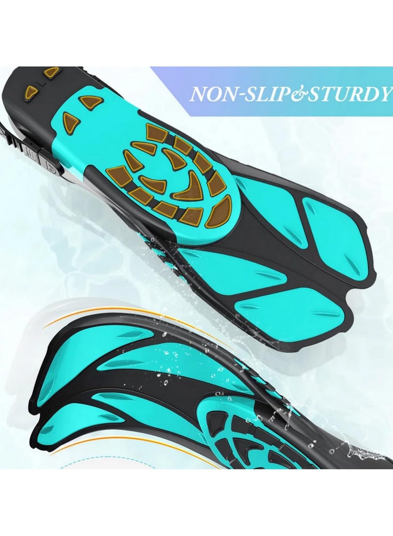 Snorkel Fins Adjustable Buckles Swimming Flippers Short Silicone Scuba Diving Shoes Open Heel Travel Size Adult Men Womens