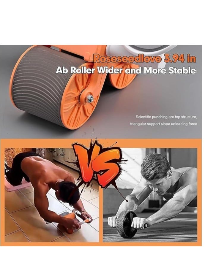 Automatic Abs Roller Wheel with Elbow Support, Rebound Abdominal Wheel Roller, Ab rollers Wheel Exercise Equipment with Knee Pad and Timer for Men Women