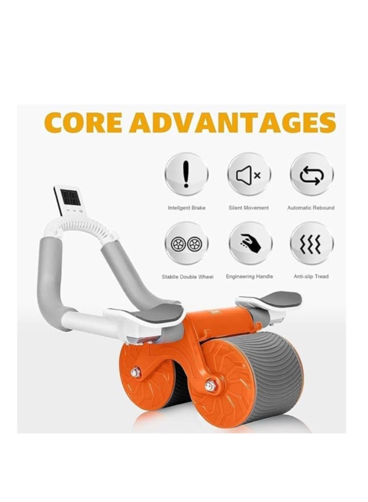 Automatic Abs Roller Wheel with Elbow Support, Rebound Abdominal Wheel Roller, Ab rollers Wheel Exercise Equipment with Knee Pad and Timer for Men Women