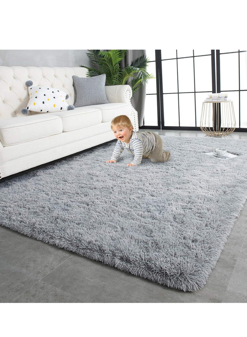 Super Soft Fluffy Carpets, 200x300 cm, Indoor Modern Plush Area Rugs for Living Room Bedroom Kids Room Nursery Home Decor, Upgrade Anti-Skid Durable Rectangular  Rug, Grey