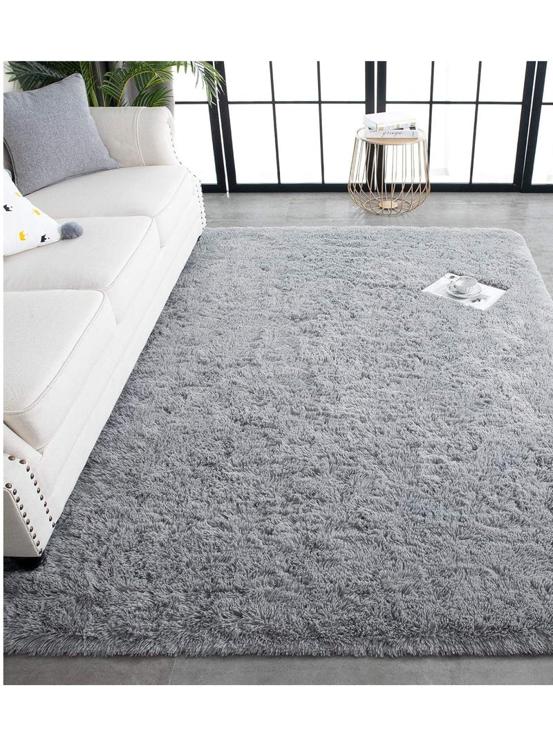 Super Soft Fluffy Carpets, 200x300 cm, Indoor Modern Plush Area Rugs for Living Room Bedroom Kids Room Nursery Home Decor, Upgrade Anti-Skid Durable Rectangular  Rug, Grey