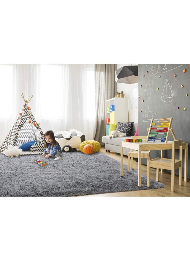 Super Soft Fluffy Carpets, 200x300 cm, Indoor Modern Plush Area Rugs for Living Room Bedroom Kids Room Nursery Home Decor, Upgrade Anti-Skid Durable Rectangular  Rug, Grey