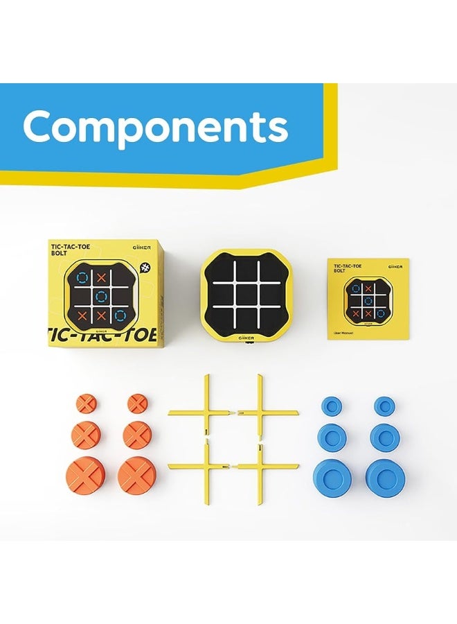 GiiKER Tic Tac Toe Bolt Game, 3-in-1 Handheld Puzzle Game Console, Portable Travel Games for Educational and Memory Growth, Fidget Toys Board Games for Kids and Adults, Birthday Gifts for All Ages