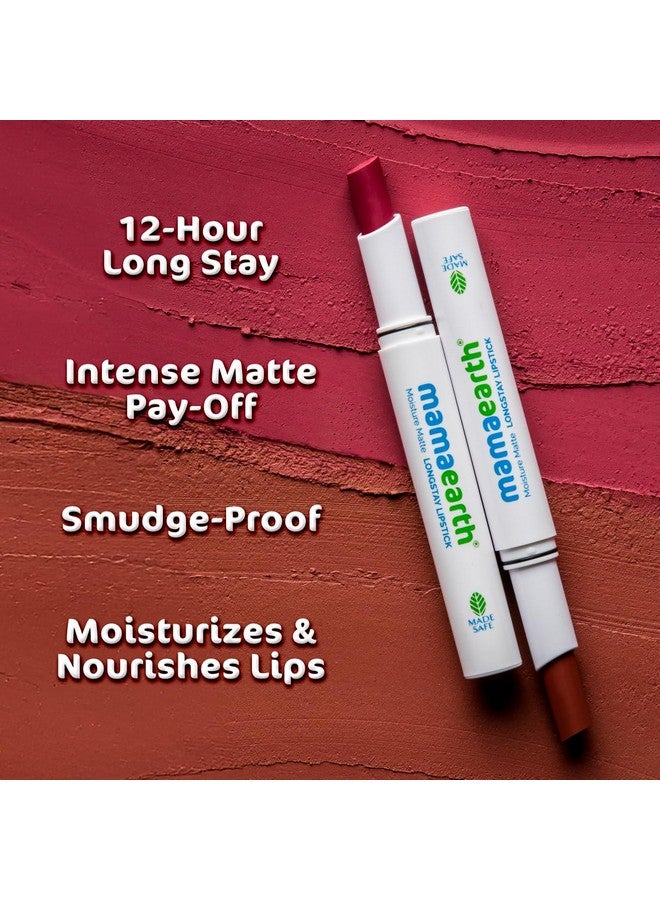 Moisture Matte Longstay Lipstick With Avocado Oil & Vitamin E For 12 Hour Long Stay- 10 Pink Lemonade - 2G