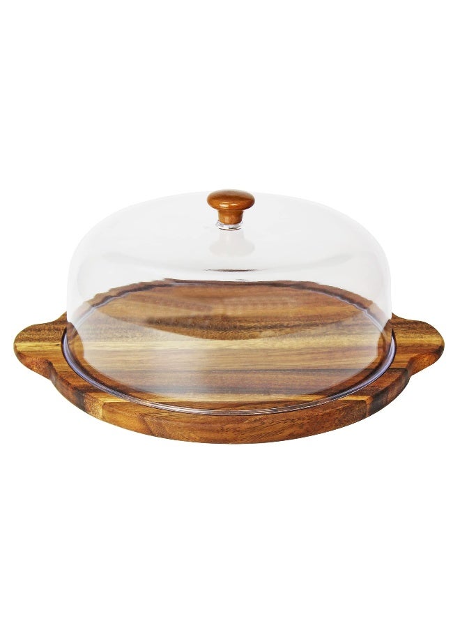 Walnut Wood Cheese Platter with Dome 30CM