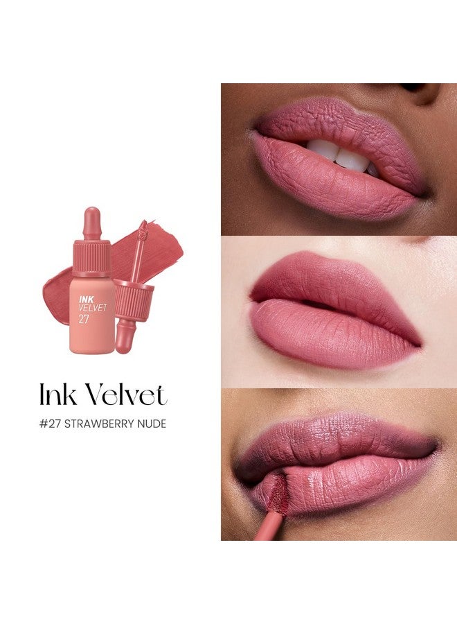 Ink The Velvet Lip Tint | High Pigment Color, Longwear, Weightless, Not Animal Tested, Gluten-Free, Paraben-Free (027 Strawberry Nude)