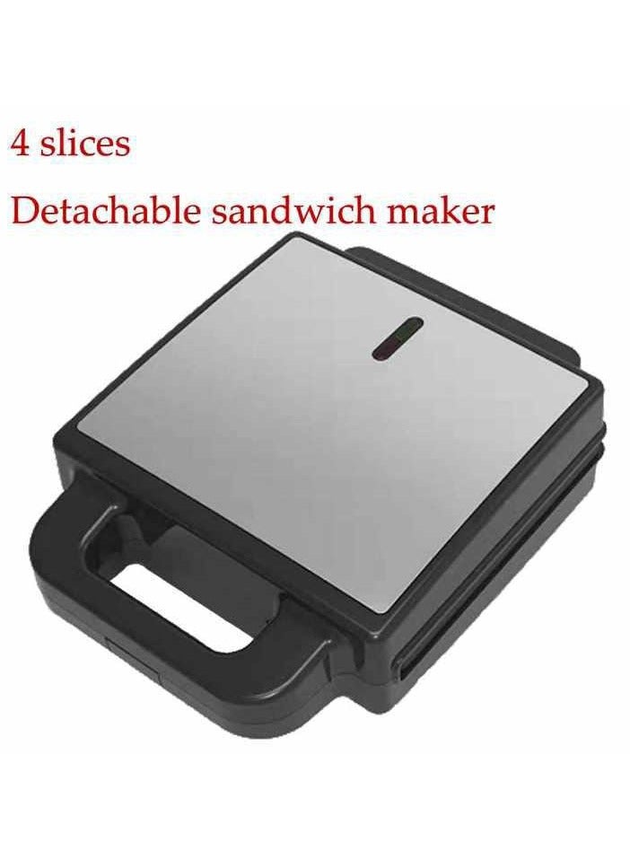 5-in-1 Sandwich & Snack Maker 2400W – Multi-Function Non-Stick Grill, Toaster, Waffle, Donut, Nut Maker with Removable Plates, Dishwasher Safe, Metal Black