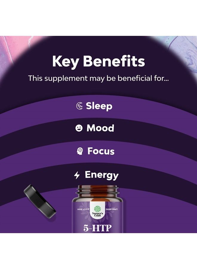 5 HTP Supplement 5-Hydroxytryptophan - 5HTP 100mg Gentle Herbal Sleep Supplement and Mood Enhancer - 5-HTP 100 mg Mood Support Supplement and Sleep Support Capsules from Griffonia Simplicifolia