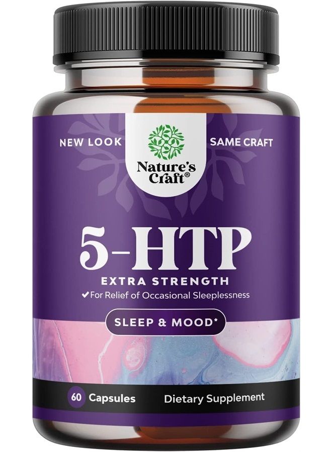 5 HTP Supplement 5-Hydroxytryptophan - 5HTP 100mg Gentle Herbal Sleep Supplement and Mood Enhancer - 5-HTP 100 mg Mood Support Supplement and Sleep Support Capsules from Griffonia Simplicifolia