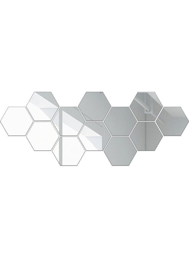 Flexible Reflective Hexagon Mirror Wall Sticker Silver