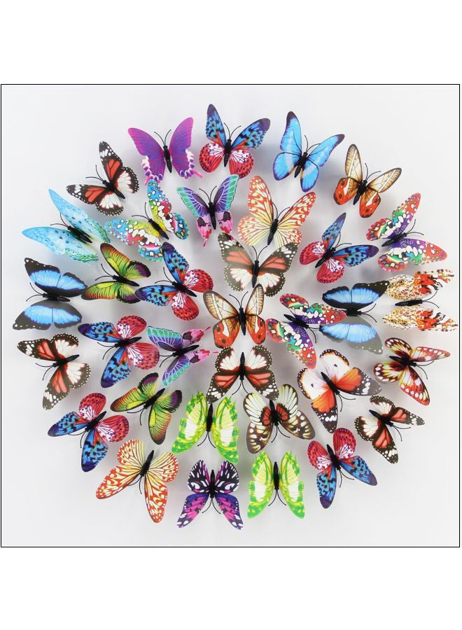 100-Piece Luminous Butterfly Wall Sticker Multicolour