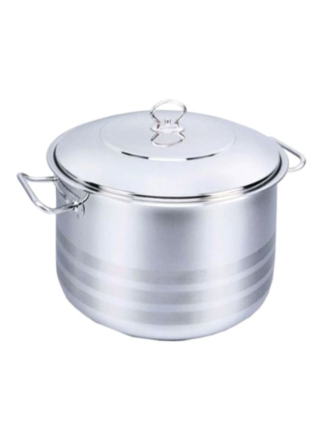 Sturdy And Durable Exclusive Shaped Cool Touch Handle Extra Deep Casserole With Lid Silver 10Liters