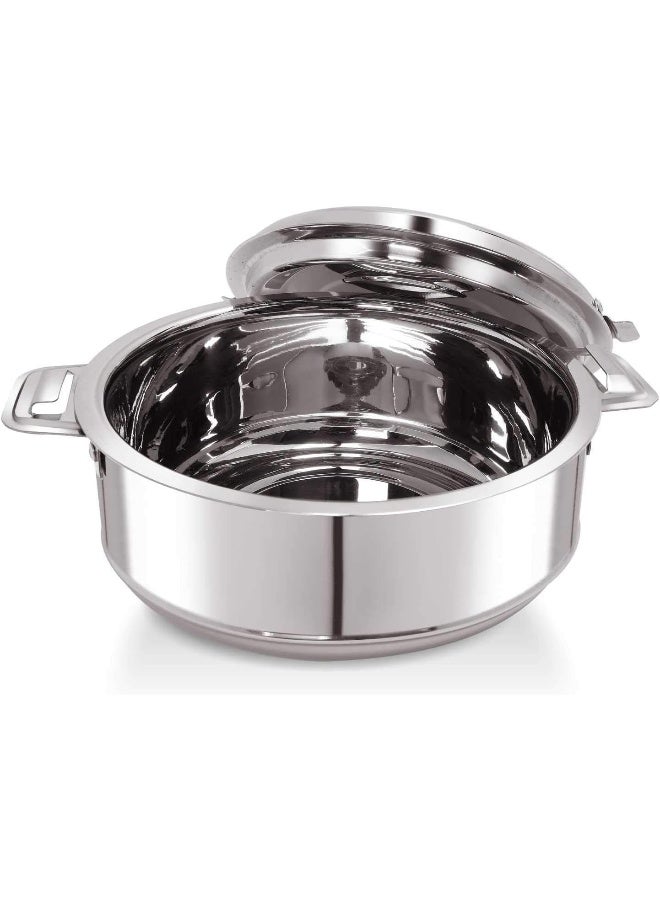 Stainless Steel Casserole Lightweight Easy to Handle Hotpot with Lid Silver-Madina 3500ml/3.5Ltr