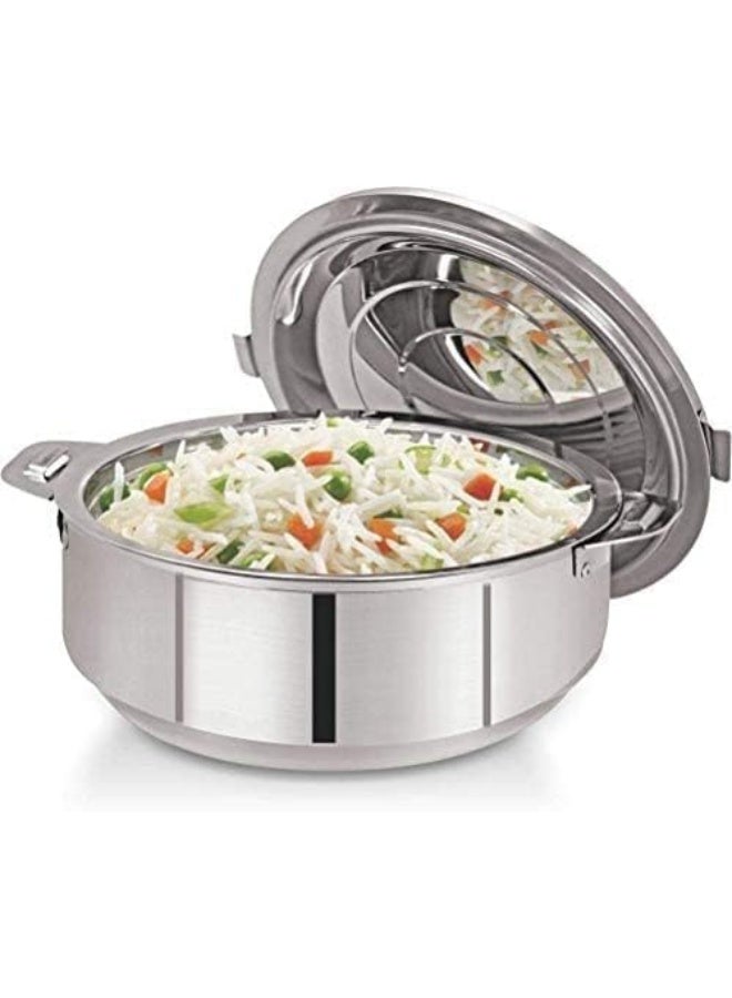 Stainless Steel Casserole Lightweight Easy to Handle Hotpot with Lid Silver-Madina 3500ml/3.5Ltr