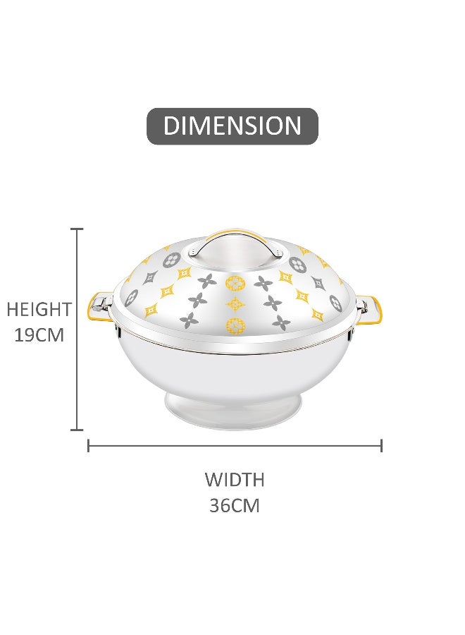 Noor Hotpot Stainless Steel Casserole Insulated Thermal Serving Bowl Keeps Food Hot for long time 8000ML