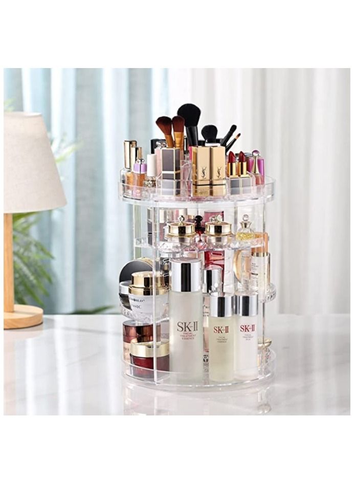 MakEUp Organizer 360 Degree Rotating Adjustable Cosmetic Storage Display Case With 8 Layers Large Capacity, Fits Jewelry,MakEUp Brushes, Lipsticks And More, Clear Transparent