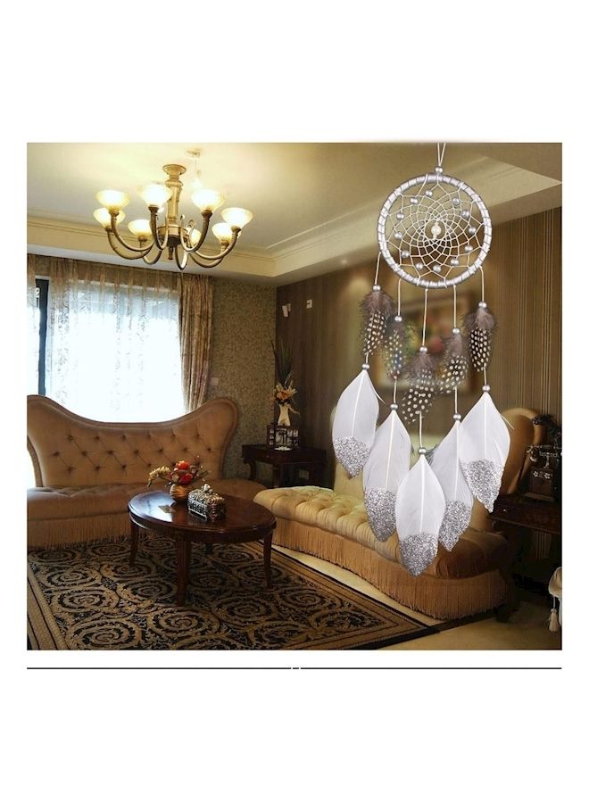 Handmade Powder Dream Catcher Bead Feather Wind Chimes White/Black