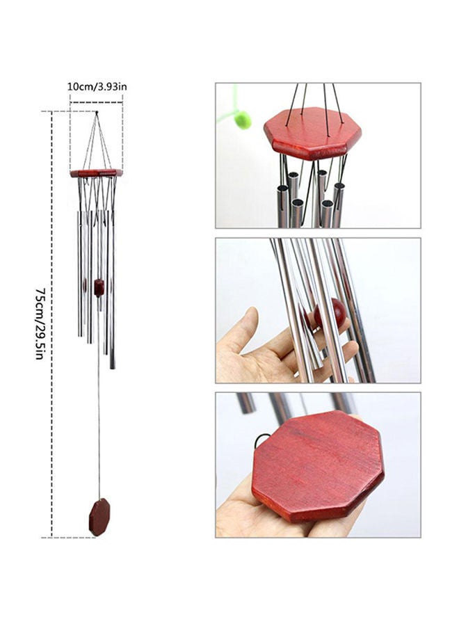 Solid Wood Retro Wind Chimes With Metal Ornaments Silver 75X10centimeter