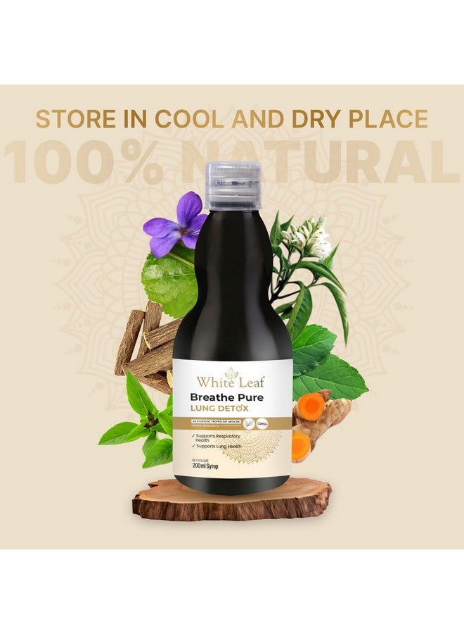 Ayurvedic Breathe Pure Lung Detox (200 Ml) Syrup Herbal Supplement|Made With Natural Extracts Tulsi, Mulethi, Vasava, Pippali, & Turmeric|Sugar Free Syrup For Lung Detoxification