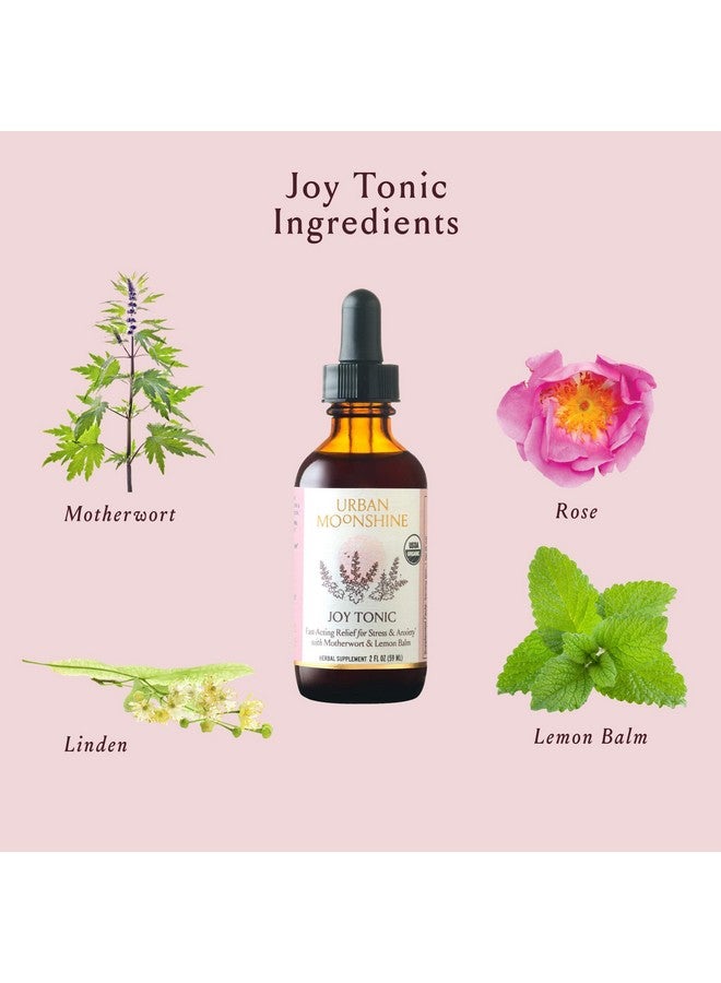 Joy Tonic - Fast-Acting Relief For Stress* With Motherwort & Lemon Balm - Daily Nervous System Support* - Elevates Mood* - Gluten Free Herbal Supplement - 2 Fl Oz