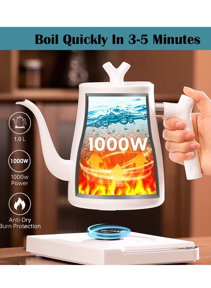 1L Electric Kettle 304 Stainless Electric Kettles for Boiling Water Pour Over Coffee & Tea 220V 1000W Quick Heating Constant Temperature Coffee Kettle