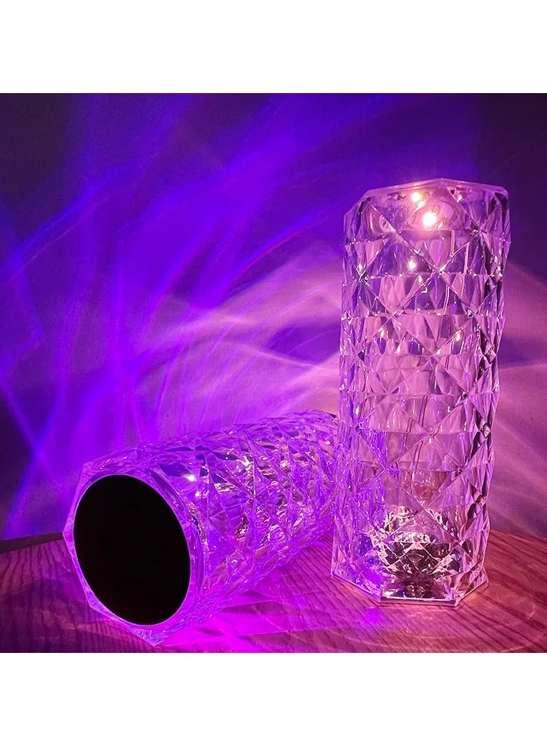 Romantic Rose Diamond  RGB Touch USB Charging Table Lamp For Bedroom Party Dinner Decor Creative Lights