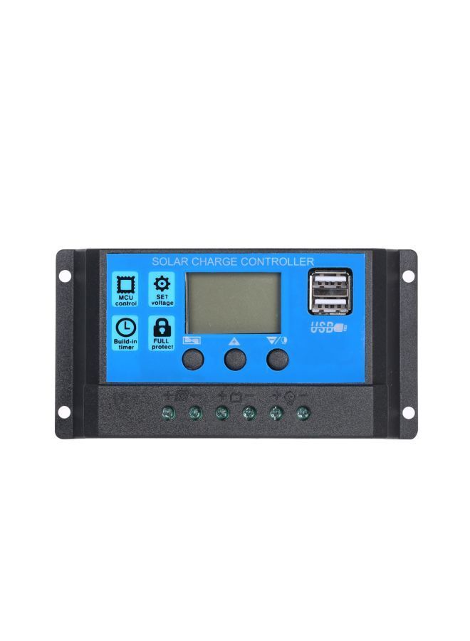 Solar Charge Controller Regulator With USB Black/Blue 133x70x35mm