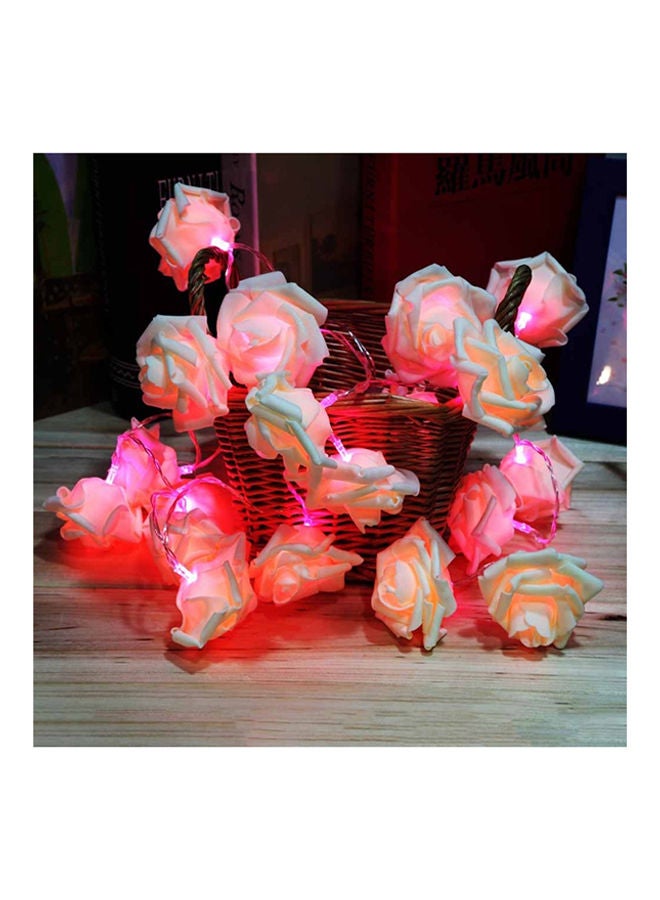 Rose Flower LED Fashion Holiday String Lights White 20 x 5centimeter