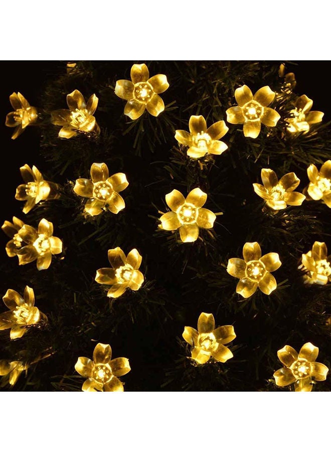 Waterproof Cherry Blossom Corded Solar String Lights Yellow/Black 7meter