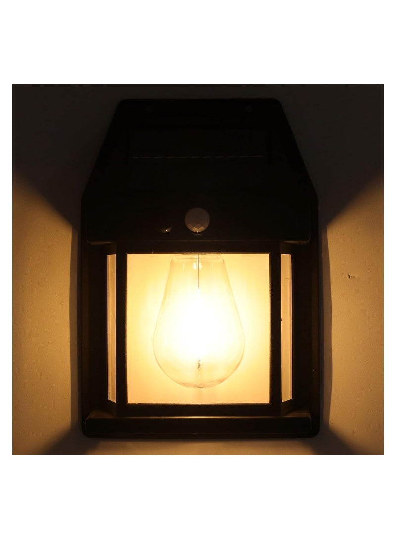 Outdoor Solar Fence Wall LED Light Tungsten Filament Bulb Night Lamp For Courtyard Backyard Garden And Garage Decorative
