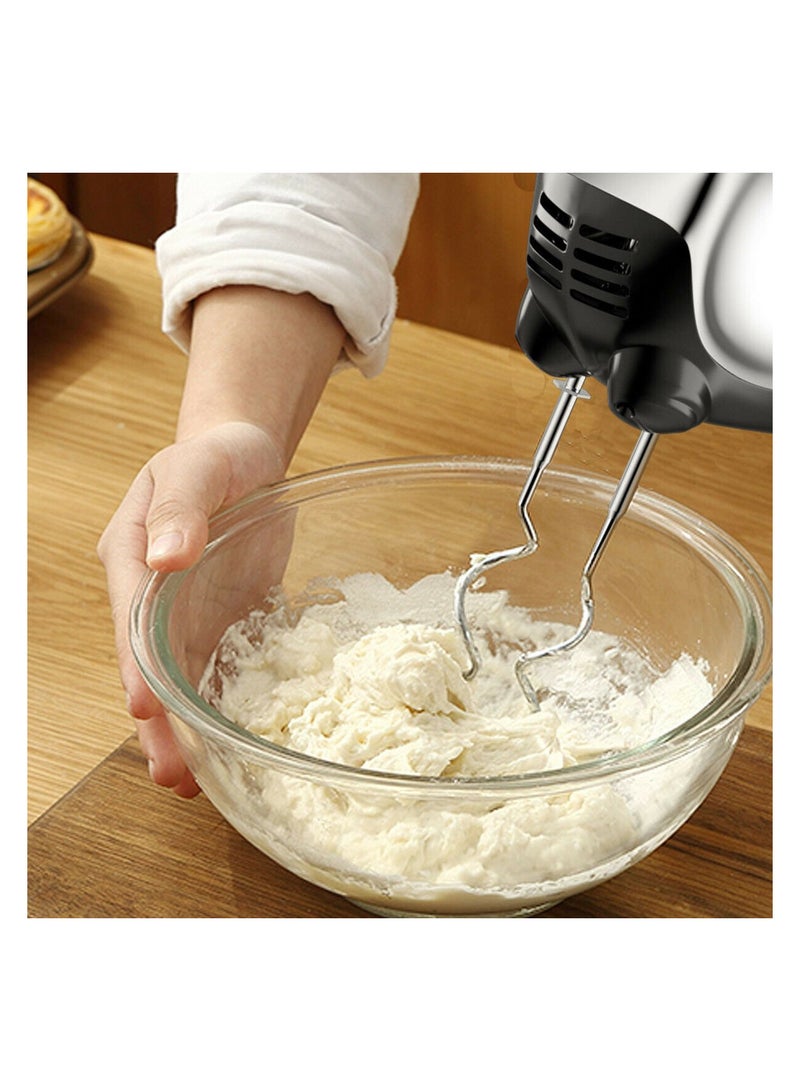 200W Stand Mixer Hand Mixer 5-Speed w/Dough Hooks & Beaters Stainless Steel Bowl